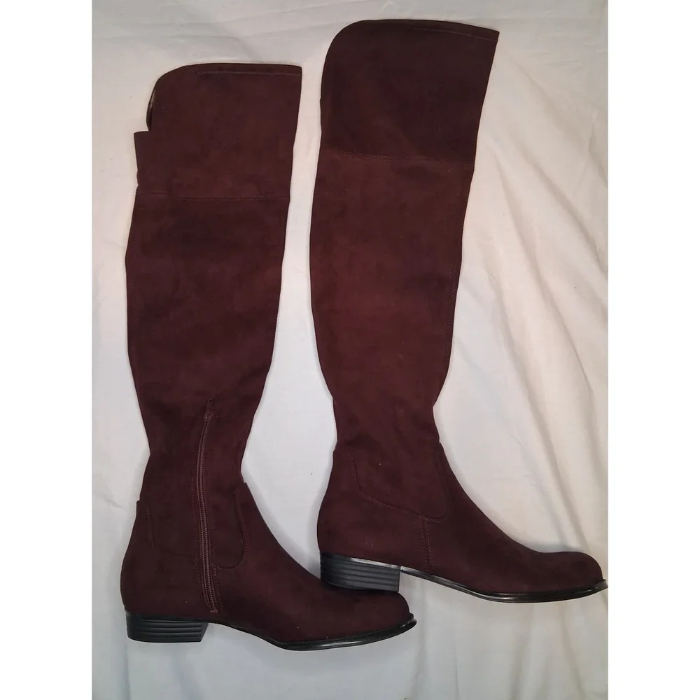 Isaac Mizrahi Live Twain Over the Knee Boots Burgundy Women's Size 5 NEW READ